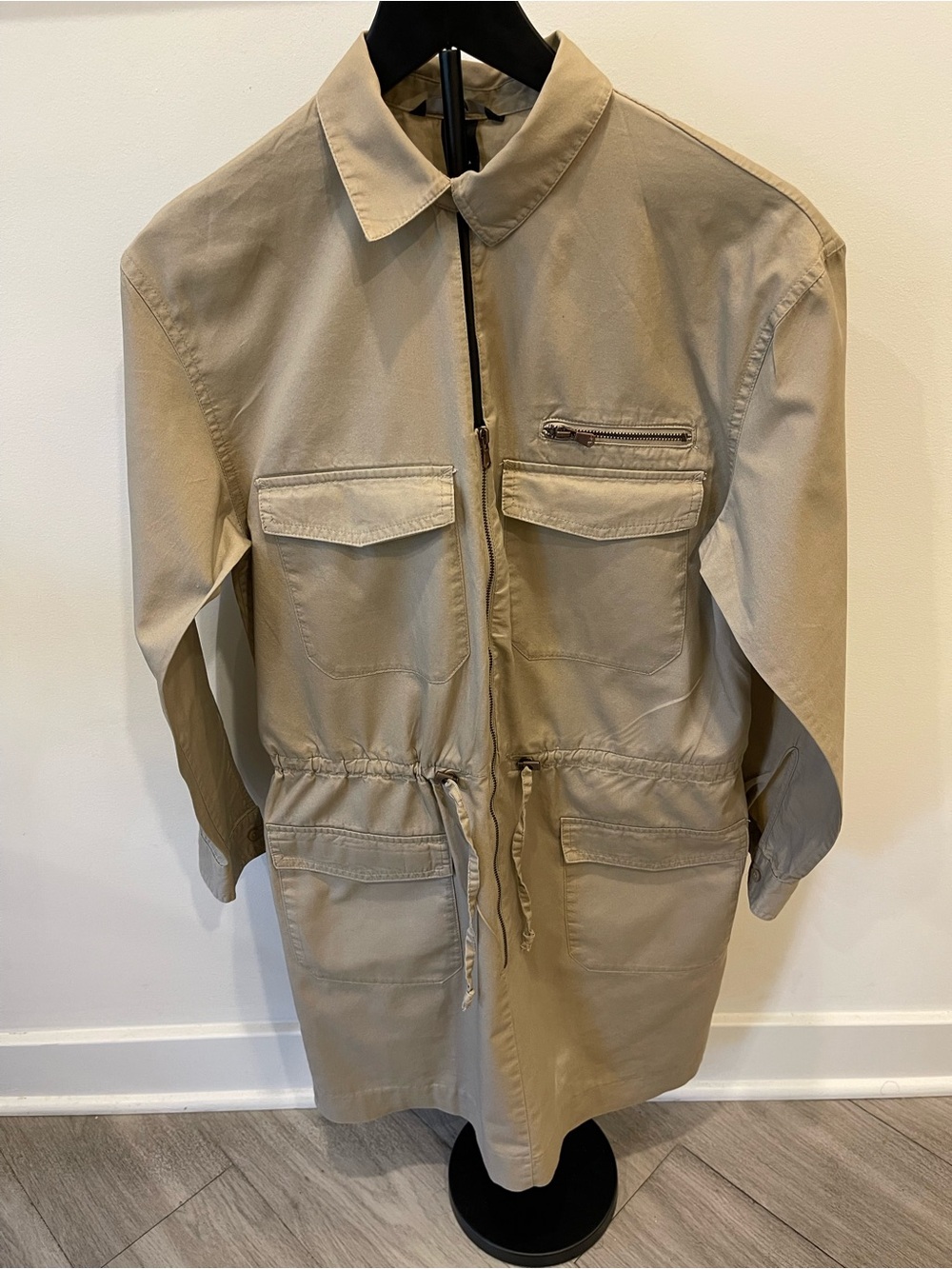 H&M Khaki Drawstring-Waist Military Field Dress